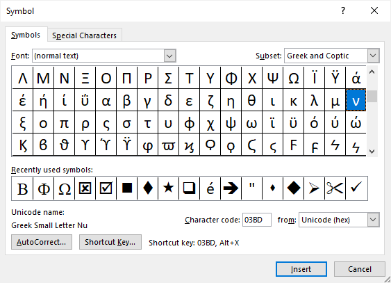 how to type chi rho symbol in word
